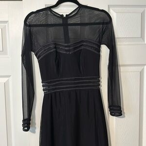 Cache black stunning unique dress sheer with underlays